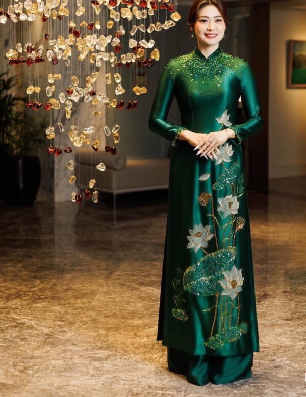 Áo dài Xanh Tô Châu Liên Hoa BS42