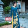Áo Dài Bà Sui Thêu Kết Xanh Đậm Đính Đá Pha Lê Cổ Tay BS21