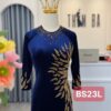 Áo Dài Bà Sui Nhung Xanh Đen Kết Eo BS23