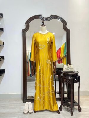 Áo Dài Bà Sui Tô Châu Vàng Kết Sen Hoa Nhí BS63
