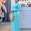 Áo Dài Lụa Tơ Tằm Xanh Min 1 Lớp BS79