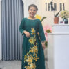 Áo Dài Bà Sui Lụa Tô Châu Xanh Lá Thêu Hoa Cúc BS98
