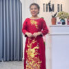 Áo Dài BS Lụa Tô Châu Đỏ Đô Thêu Hoa Mai - Chim Hạc BS97