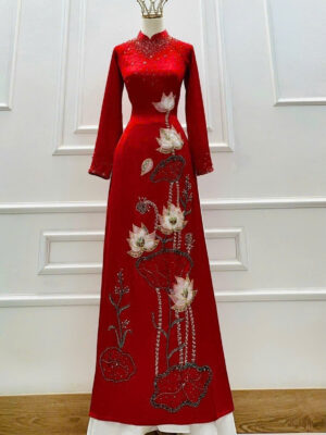 Áo Dài Bà Sui Tô Châu Kết Liên Hoa - Màu Đỏ BS27