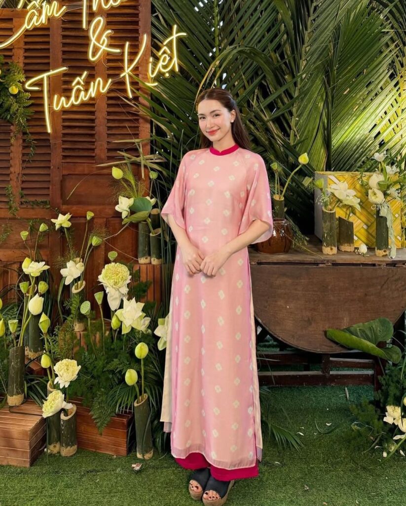 Áo Dài Hồng Hoa Anh Đào