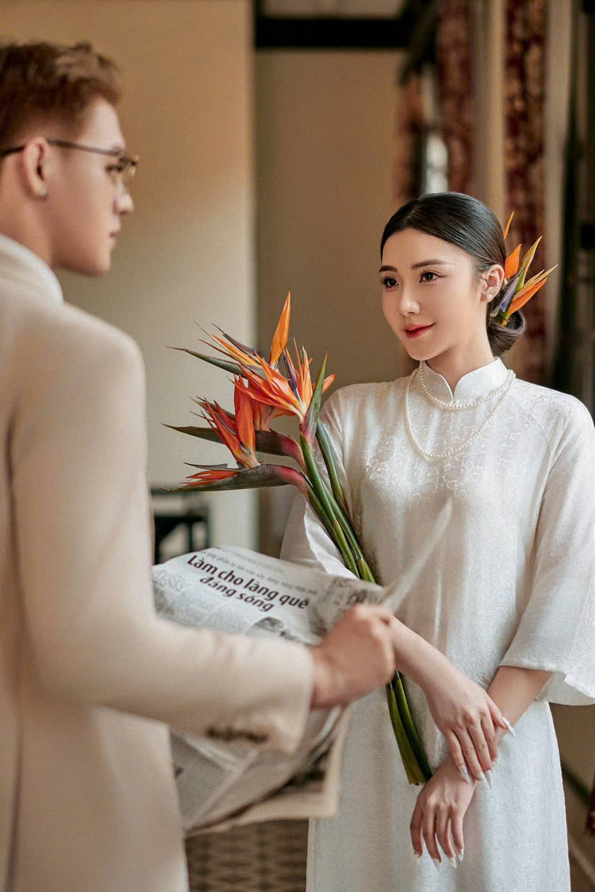 Áo Dài Cưới Lụa Tơ Tằm Trắng